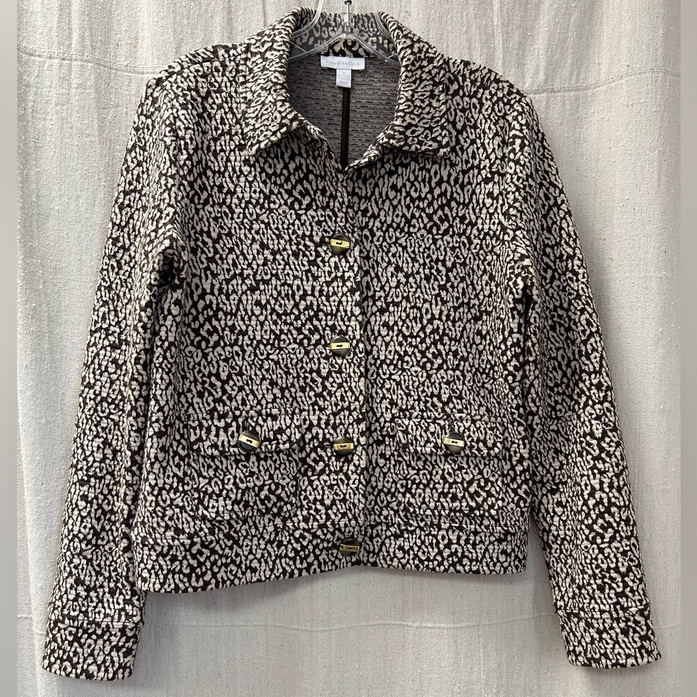 Charter Club /Brown and Cream Jacket/size S/ gold and brown buttons